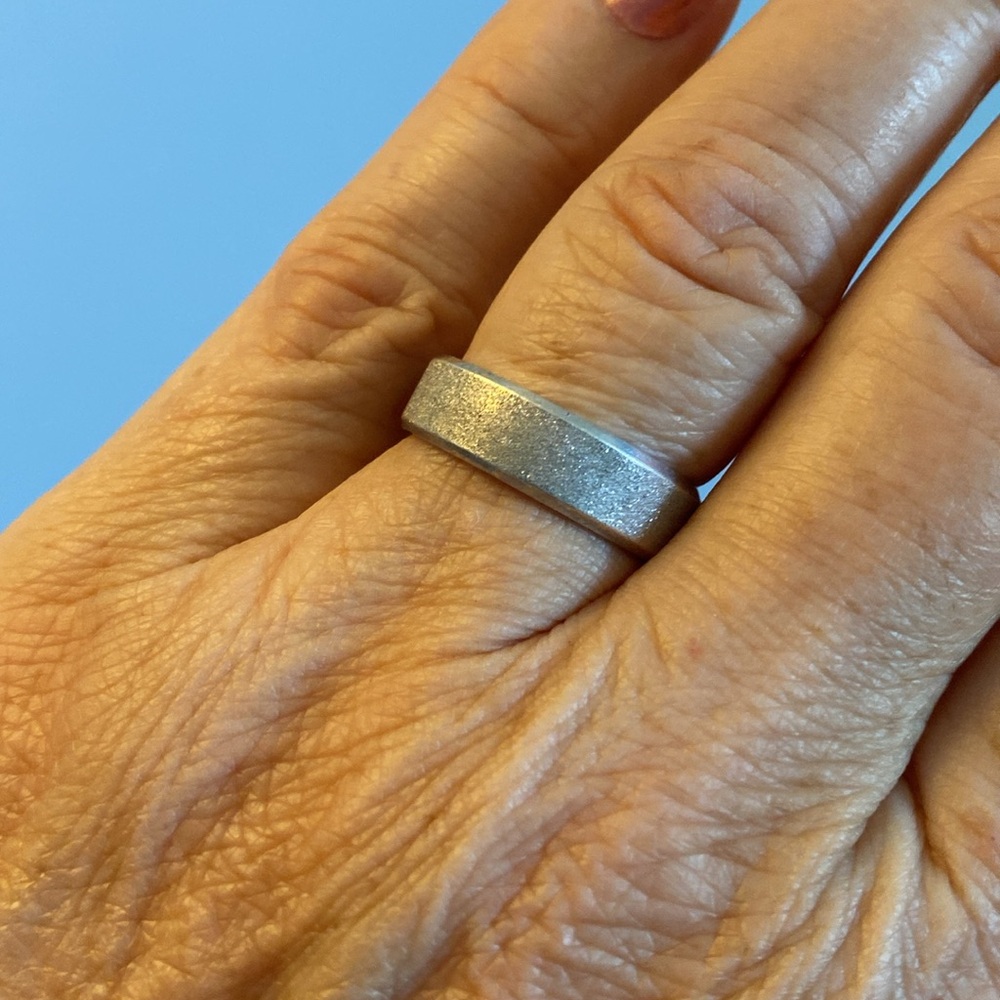 Sterling Silver Textured Wedding Band/Ring (8) ‘Forever & Always’